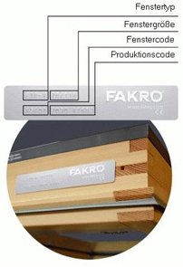 Typenschild bei Roto-Dachfenstern Typenschild bei Roto-Dachfenstern
