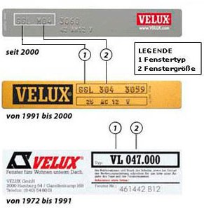 Typenermittlungbei Velux-Dachfenstern Typenermittlung bei Velux-Dachfenster