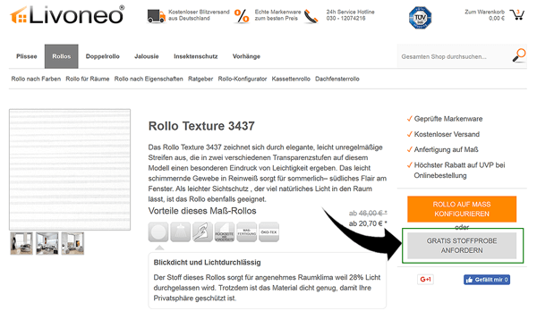 Stoffmuster für Rollos kostenfrei bestellen